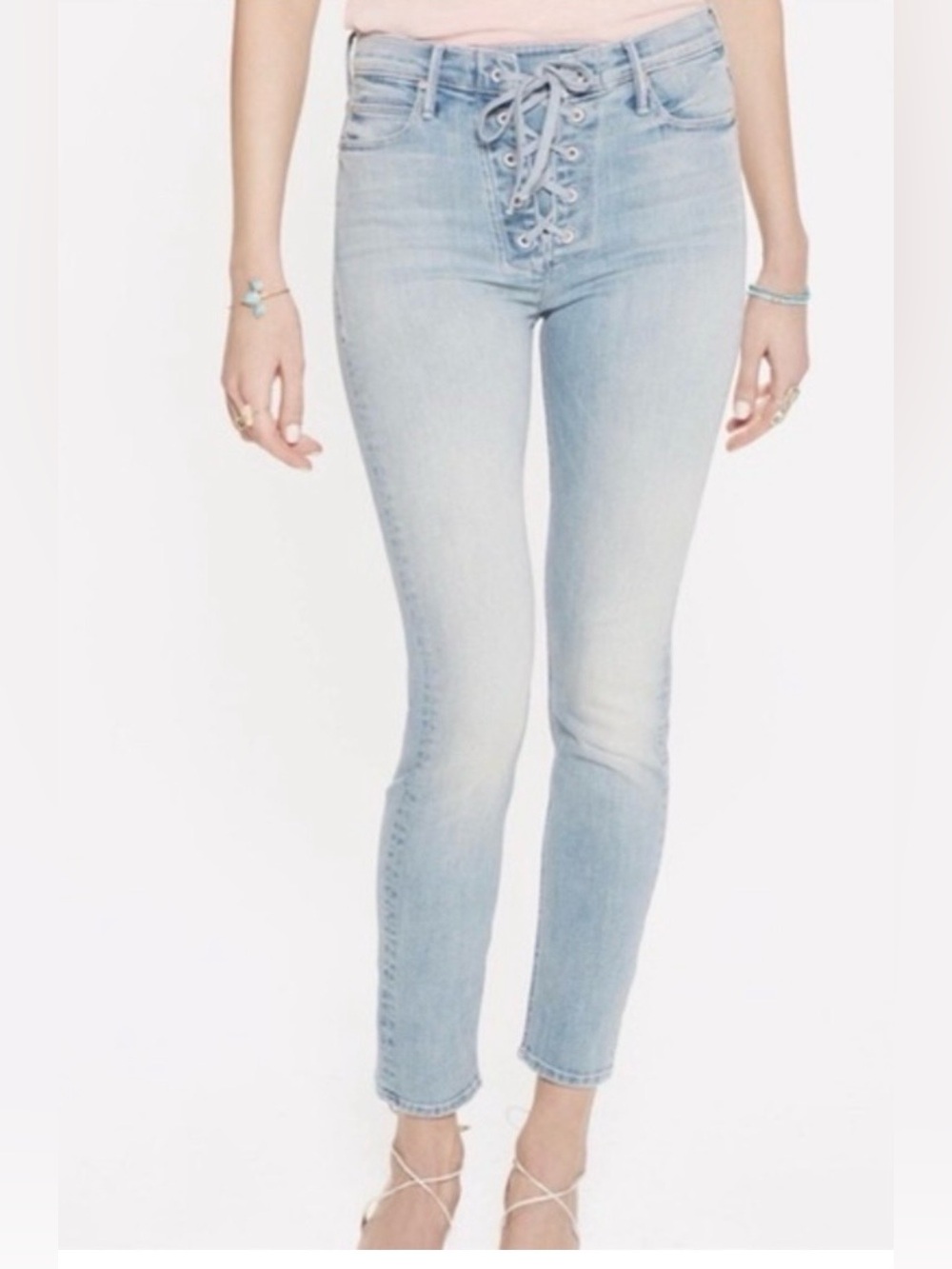 Mother The Lace Up Dazzler Ankle Jean in Tinge
